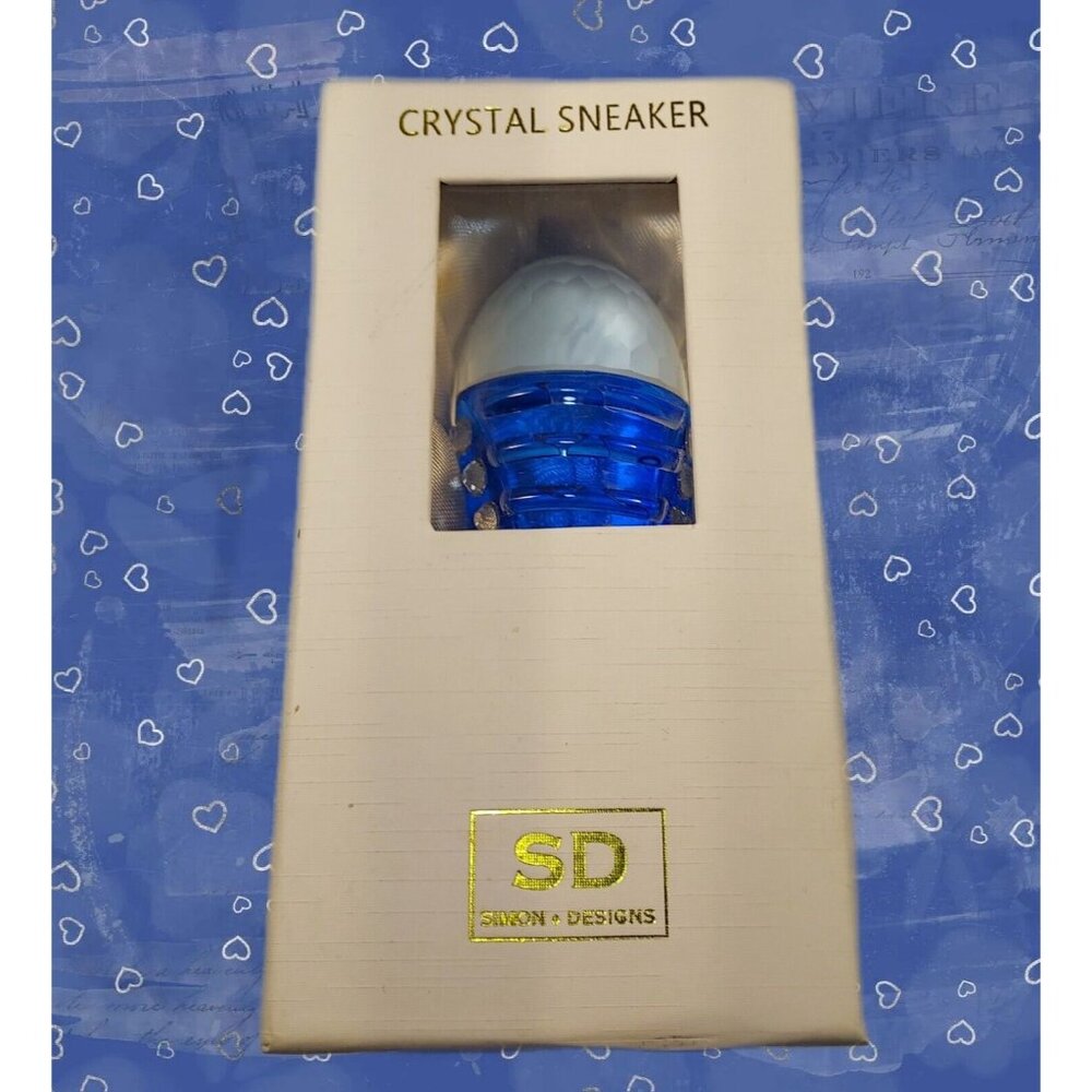 Paperweight Blue Glass SD Simon Designs Crystal Sneaker Frosted Accent 6"x1.75" - Picture 4 of 13